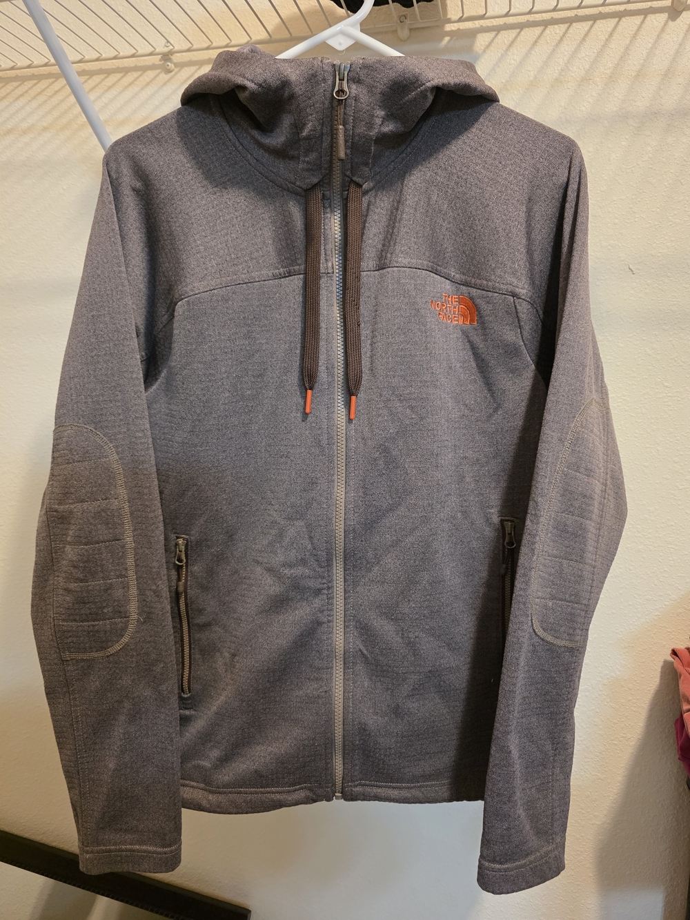 The North Face Men's Full-Zip Hoodie Jacket - Gray with Orange Logo